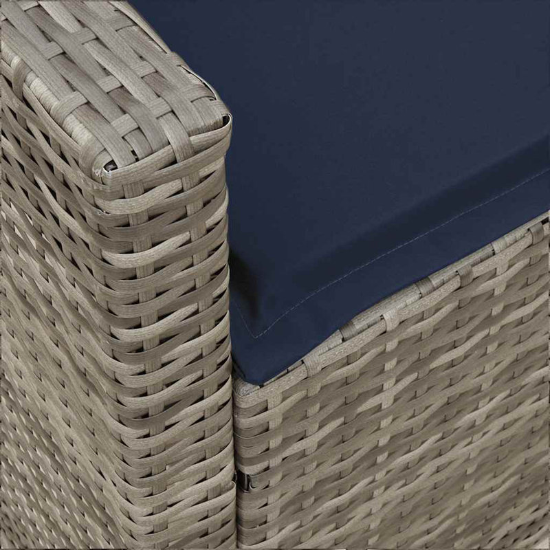  Canapé de patio avec coussins en rotin de polyester gris, Gris, Bleu marine