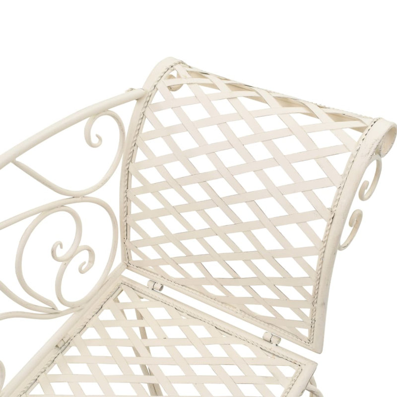 Garden Chaise Lounge 128 cm Steel Antique, White