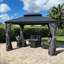 PURPLE LEAF 10' X 12' Permanent Hardtop Gazebo Aluminum Gazebo with Galvanized Steel Double Roof for Patio Lawn and Garden, Curtains and Netting Included, Grey-82941084