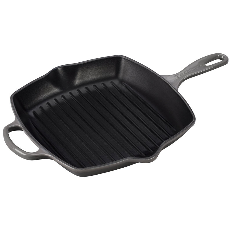 Le Creuset Enameled Cast Iron Signature 10.25" Square Skillet Grill, Oyster