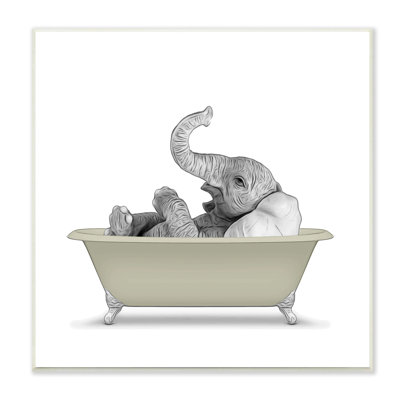 Illustration de salle de bain monochromatique à éléphant couché par Annalisa Latella - impression