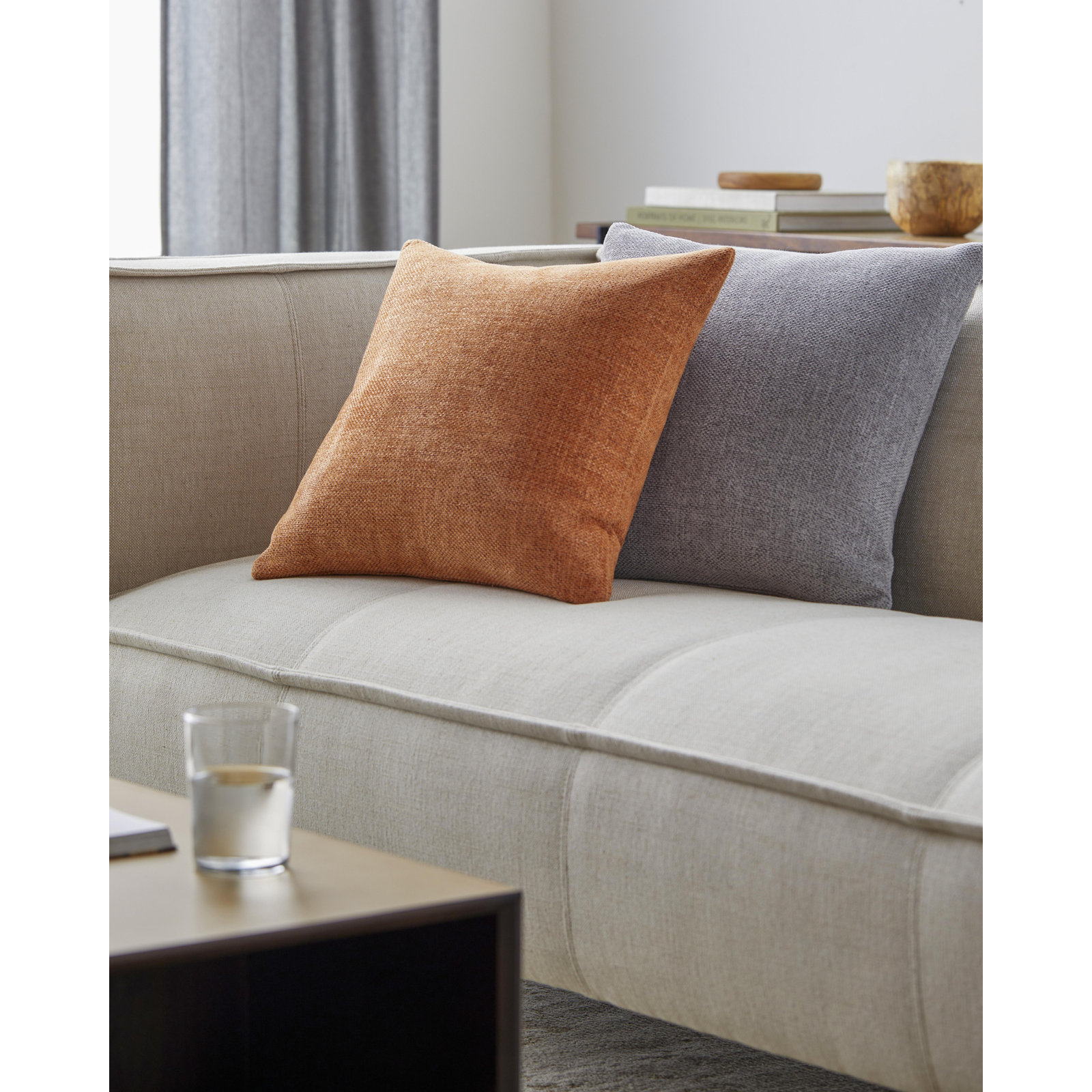Kamaili Pillow Cover, 22"H x 22"W, Pillow Cover Only - No Insert, Orange Brown