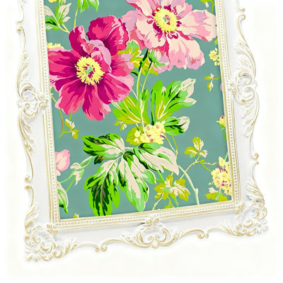 Picture Frame, Ornate Textured Floral Design With Easel And Hook (White)