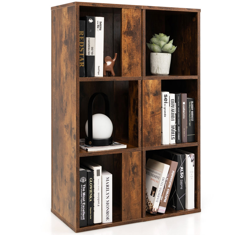 Tangkula 4-cube Bookcase Floor Open Wooden Bookshelf With 2 Anti