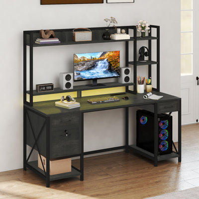 Computer Desk with Built-In Electrical Outlet