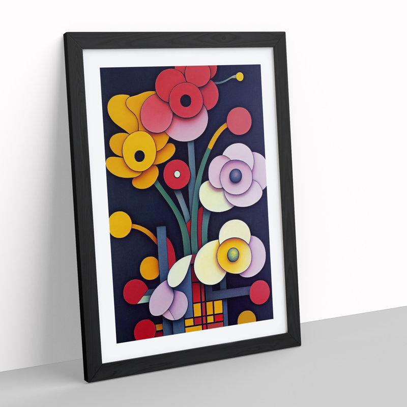 Abstract Flowers No.3 - Framed Print, 34cm H x 25cm W x 2cm D, Black