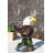 Bald Eagle Bust with Soaring Eagle Over Pine Forest Figurine Patriotic American