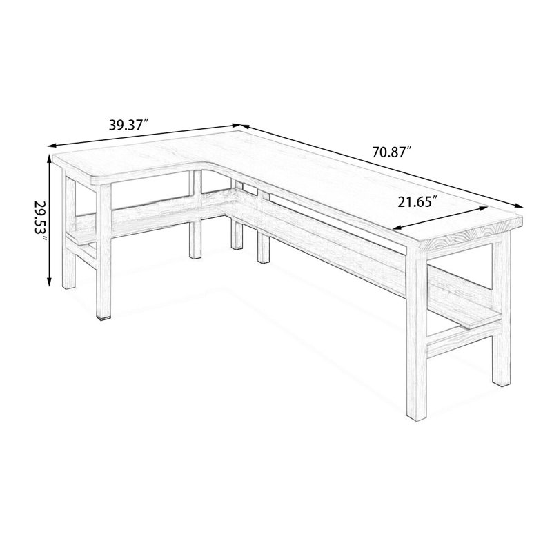 Burlywood L-Shaped Solid Wood desks, 29.53" H x 70.87" W x 39.37" D, Left Hand Return