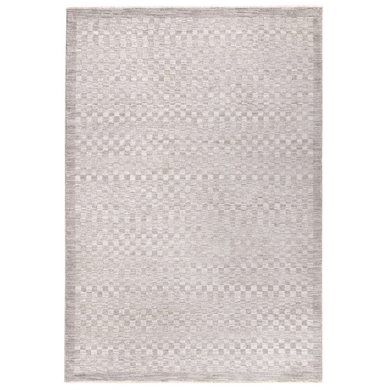 Bleskoski Plain Chequered Grey Area Rug, Rectangle 160 x 240 cm