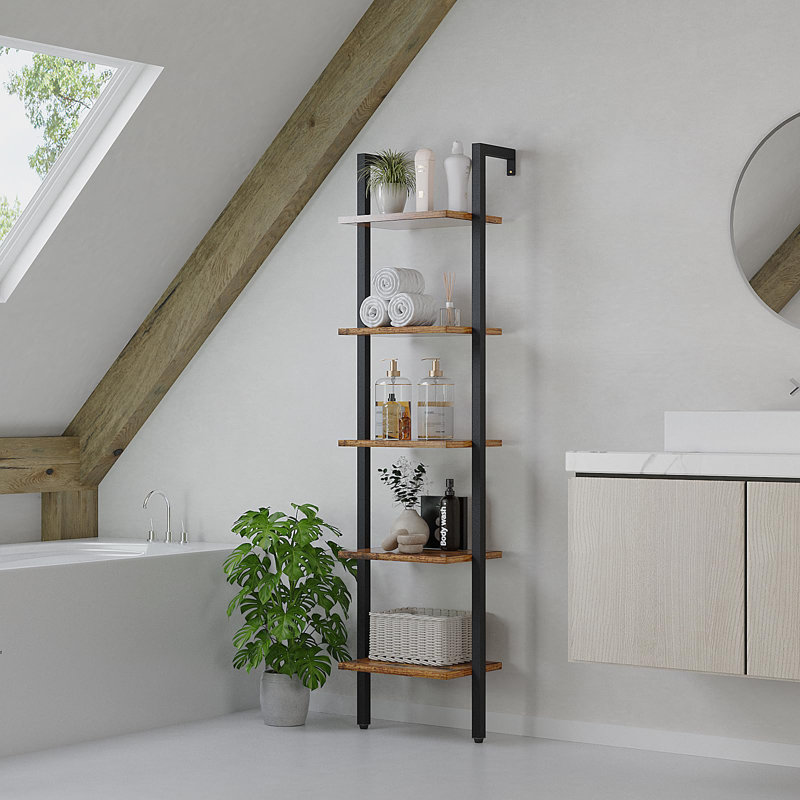 Beritan 178cm H x 44cm W Metal Ladder Bookcase