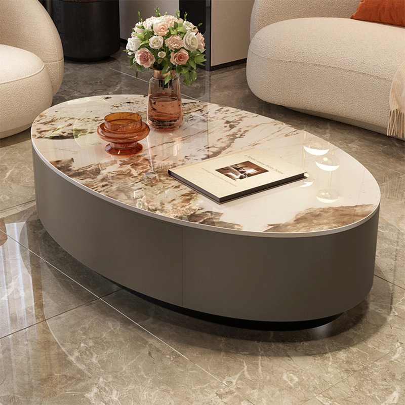 Table basse ovale légère et luxueuse, H 13,8 po x L 47,2 po x l 23,6 po, Multi-couleur