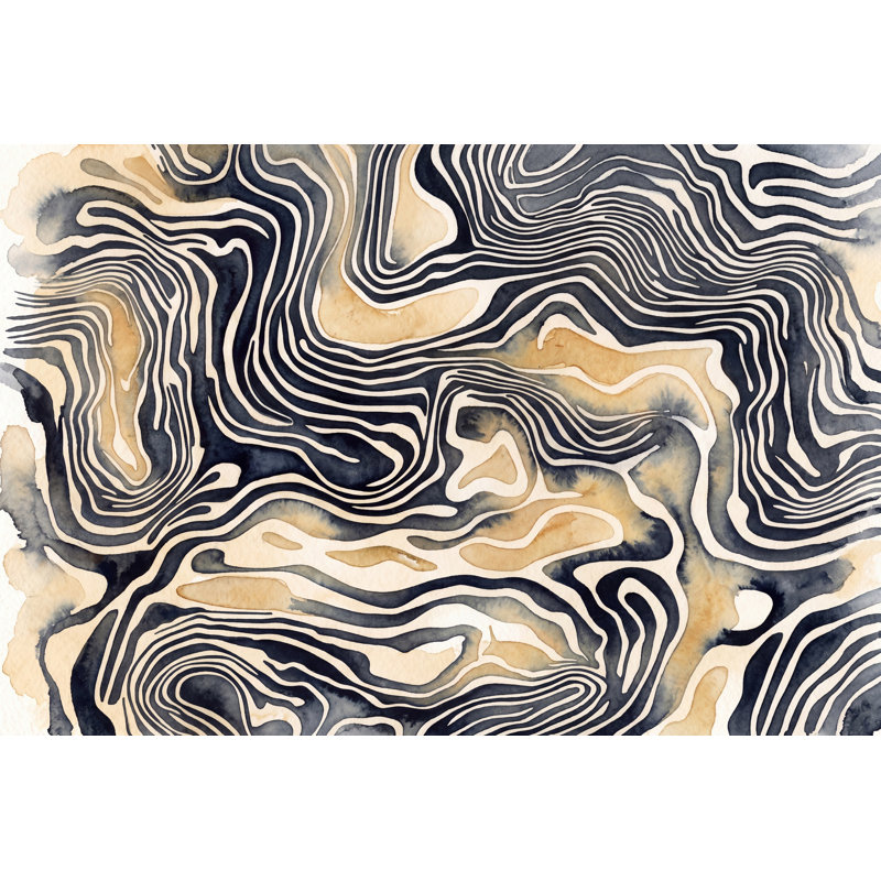 Papier peint topographique à lignes aquarelles, amovible, moderne et minimaliste, 100 po x 96 po, Non tissé