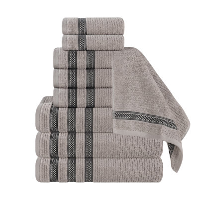 9-Piece Geometric Zero-Twist Cotton Towel Set