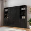 Lit escamotable en bois avec tablettes et armoires de rangement
