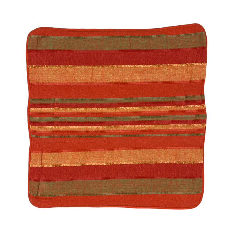 Almada Striped Square Cushion, Multicolor Red/Yellow