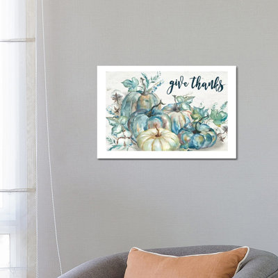 «Blue Watercolor Harvest Pumpkin Off You I» par Tre Sorelle Studios - reproduction d'art