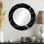 Deep Black Silver Elegance - grand miroir abstrait, décor de miroir mural rond unique moderne, impression d'art en métal