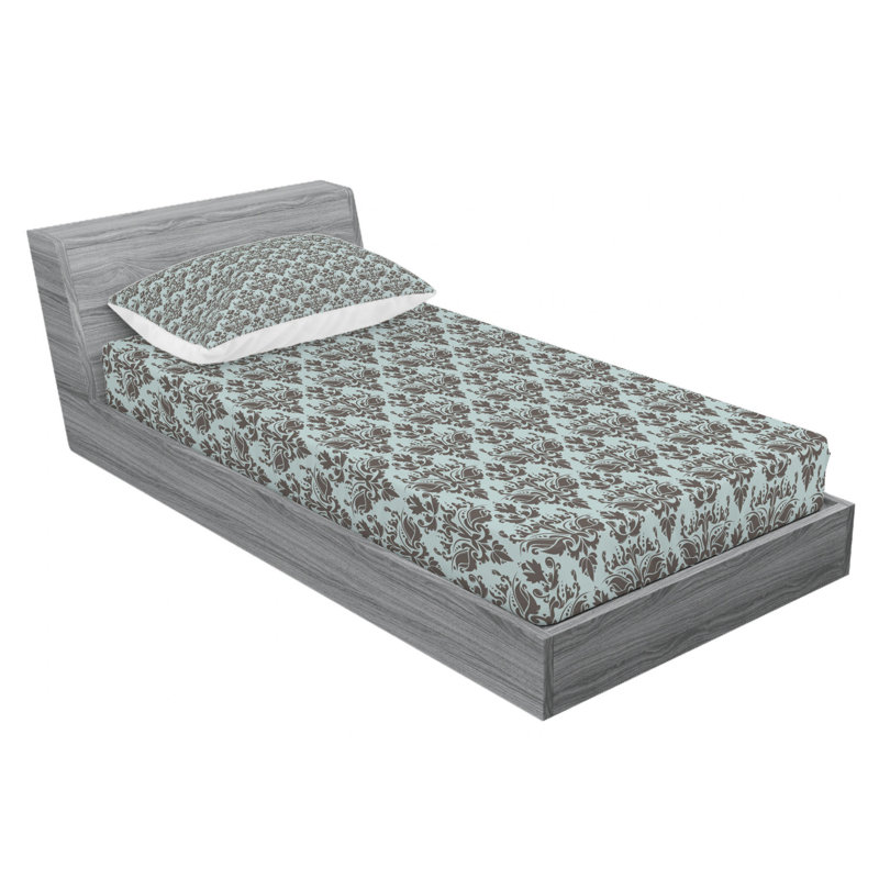 Microfiber Damask Sheet Set, Twin XL Sheet Set with Fitted Sheet