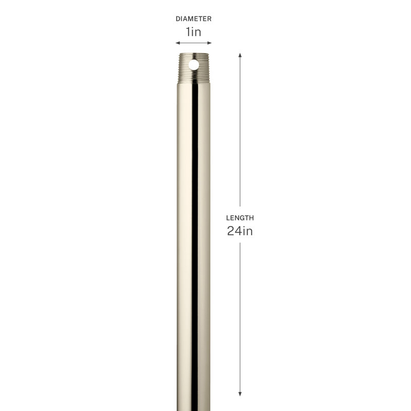 Tige de suspension pour ventilateur de plafond en nickel poli de 61 cm (24 po), H 24 po x l 0,75 po x P 0,75 po, Nickel poli