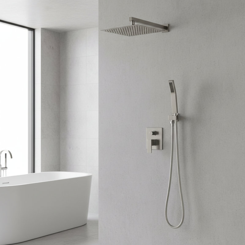 Pomme de douche à pluie carrée 10 po avec douchette - sans valve de douche incluse