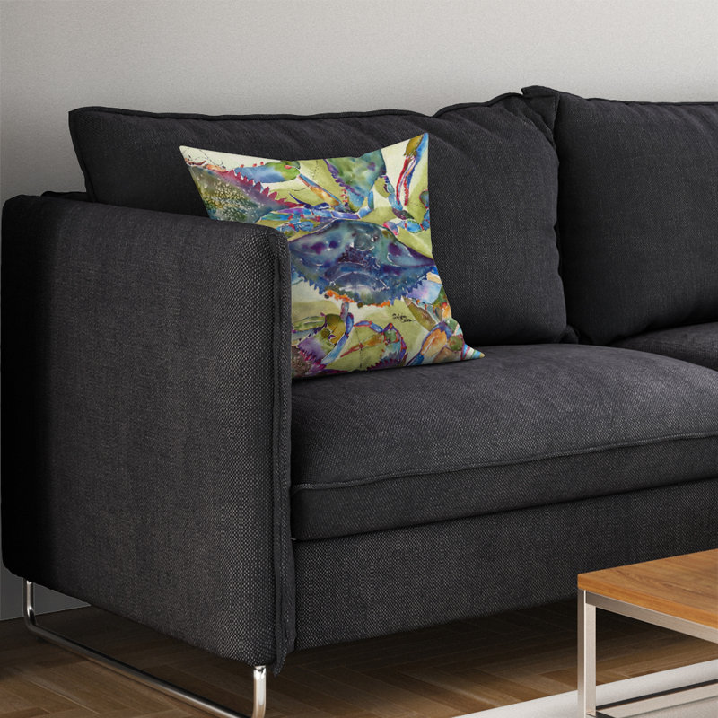 Housse et insert de coussin décoratif carré Crab, H 14 po x l 14 po x P 4 po