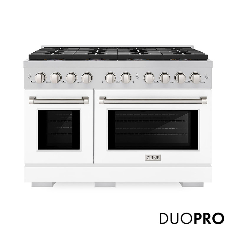 ZLINE 48 in. Paramount Dual Fuel Range with 8 Burner DuoPro Cooktop and Dual Ovens w/ White Doors, White Matte