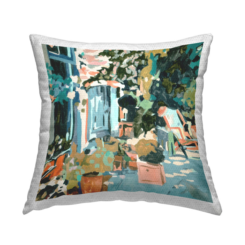Coussin d'extérieur à imprimé abstrait Abstract Cityscape Architecture par Melissa Wang