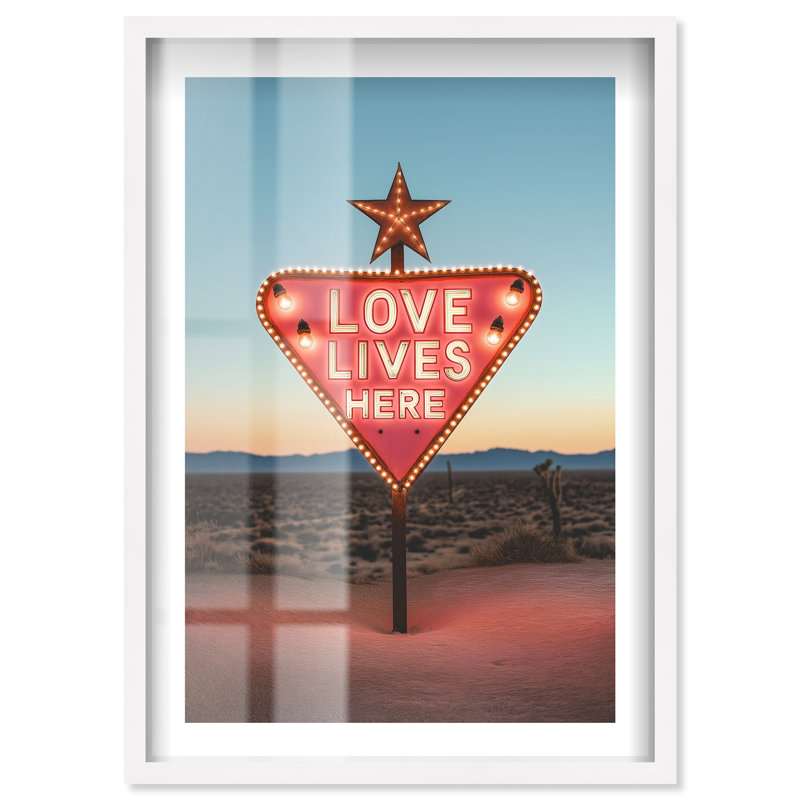 Love Lives Here Shadowbox Print Western Framed Art by Notoriart, White Frame, 31 x 46, 46" H x 31" W, White