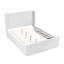 Lit plateforme élégant gris, cadre en contreplaqué, tête de lit à oreilles, chambre à coucher contemporaine, décor de chambre à coucher moderne