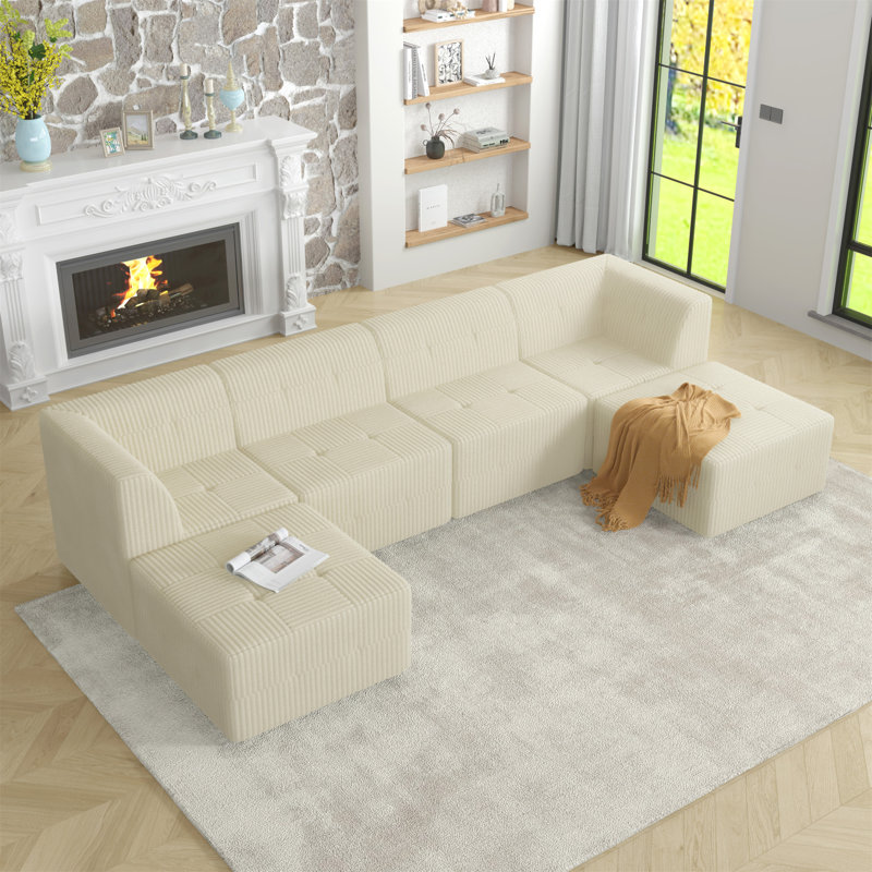 U Shape Modular Sectional Sofa, Beige