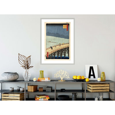 «Sudden Shower over Shin-Ohashi Bridge and Atake» de la série «Cent Hants Views of Edo» par impression giclée encadrée