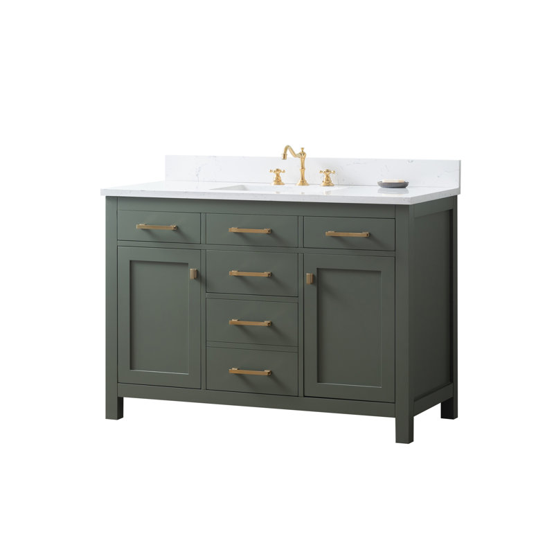 Ajhane 48" Single Vanity, Vintage Green/Brushed Gold