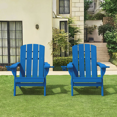 Folding Adirondack Chairs Weather-Resistant HDPE Outdoor Firepit Chairs With Cup Holder