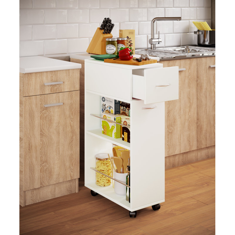 Quindarius Wood Kitchen Cart, White