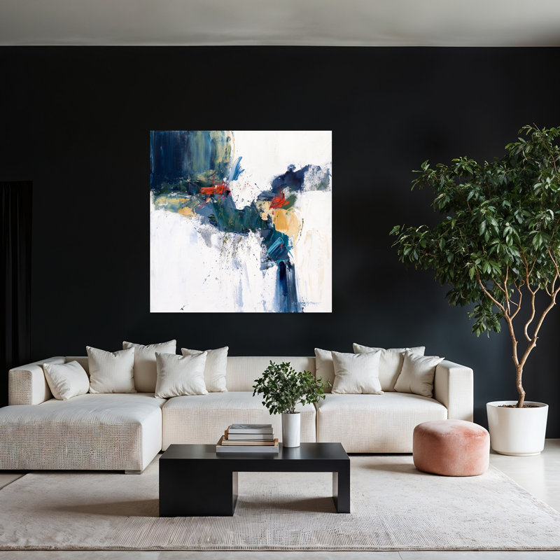 Art contemporain abstrait en cascade, H 48 po x l 48 po