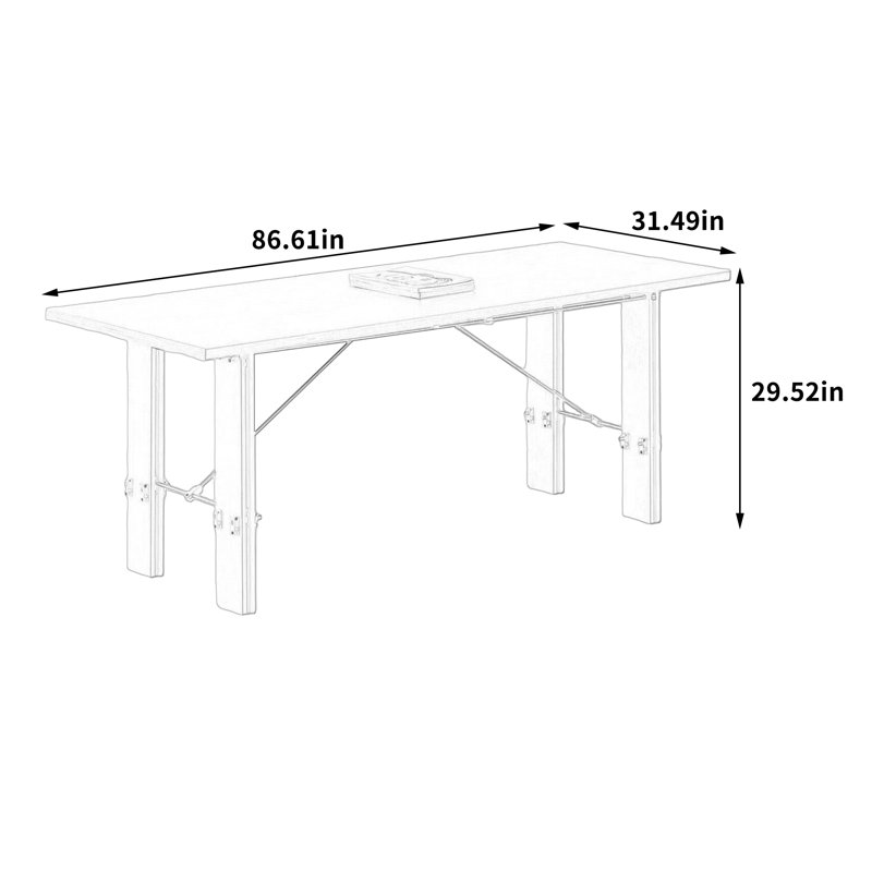  Bureau de designer de style Bauhaus, 29.52" H x 86.61" W x 31.49" D