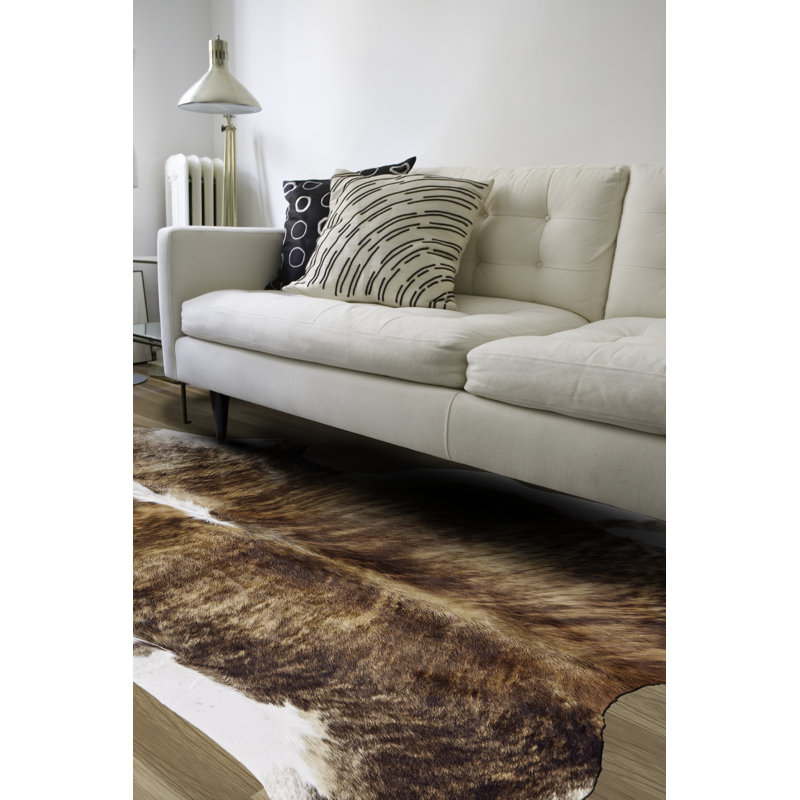 Abernethy Cowhide Animal Print Indoor Rug, 18" x 18"