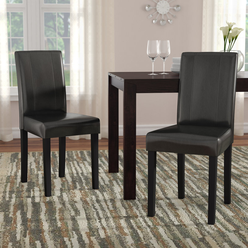 Stylish And Comfortable Leatherette Padded Parson Chair Set For Modern Living Spaces, Black