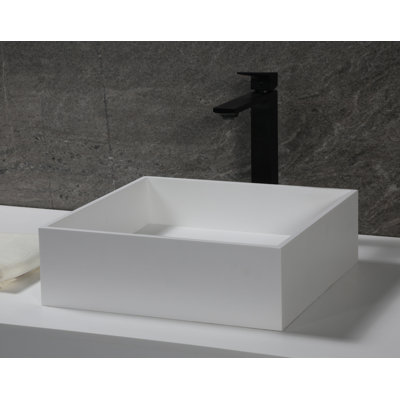 Alfi Brand 15.13'' Matte White Resin Square Bathroom Sink