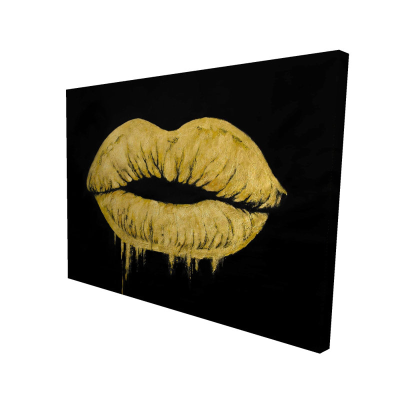 Golden Lips - Art sur toile minimaliste pour la maison | Style chic
