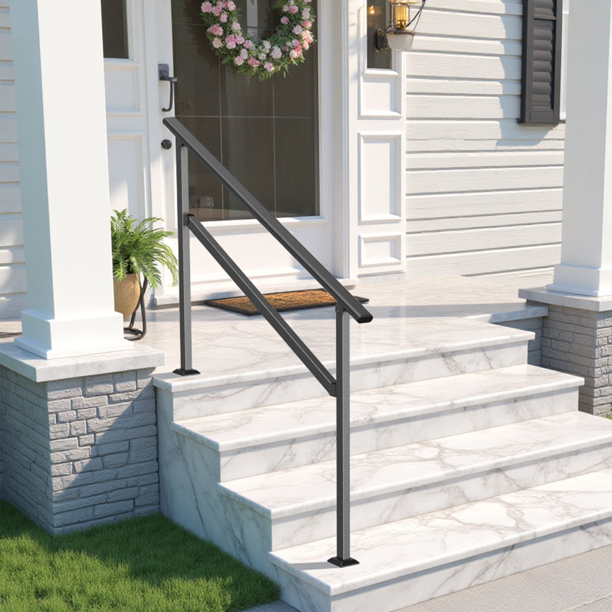 ONBRILL Hand Rails For Outdoor Steps, Wrought Iron Handrails For ...