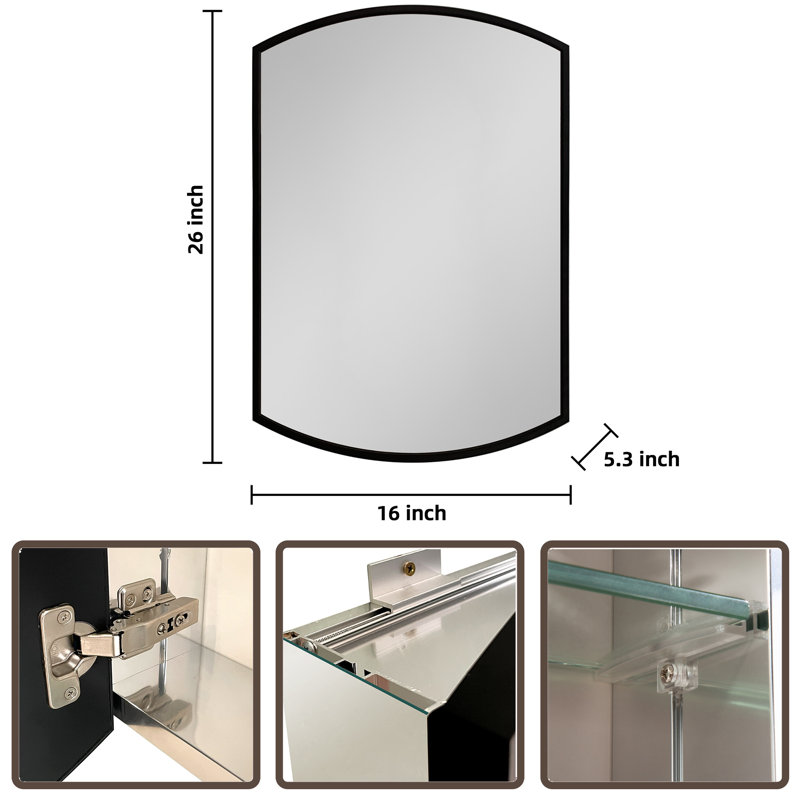 Armoire à pharmacie pour salle de bain, H 26 po x l 16 po x P 5,3 po