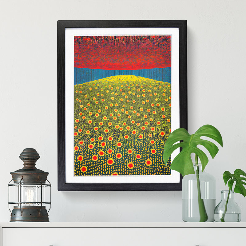 Wildflowers Abstract - Single Picture Frame Print, 64cm H x 46cm W x 2cm D, Oak