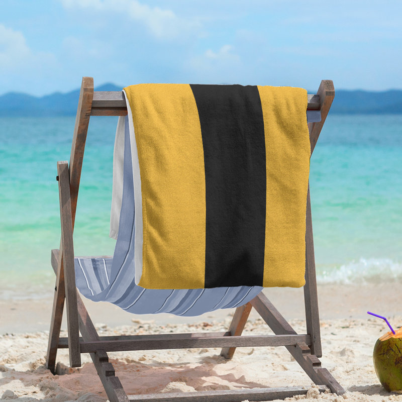 Boston Lightweight Beach Towel, Yellow/Black/Yellow, Microfiber