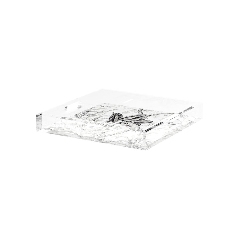 Amazonia Acrylic Square Decorative Tray, Dovecote, 12"W x 12"D x 2"H