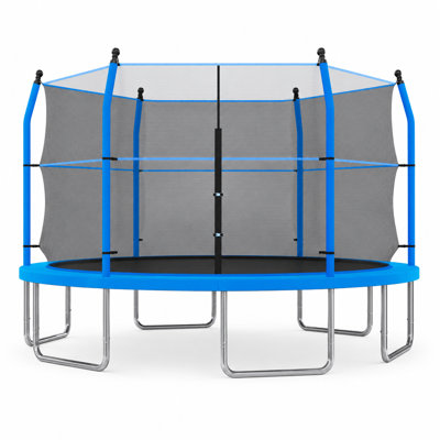 14 ft. Outdoor Trampoline with Safety Enclosure and Ladder For Kids-In Blue