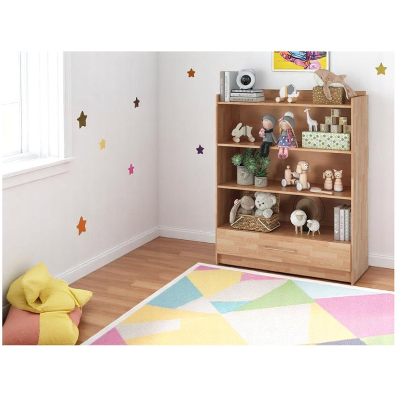 Whity Shelving Unit With Drawer Minimalist Storage & Cozy Charm For Children's Rooms