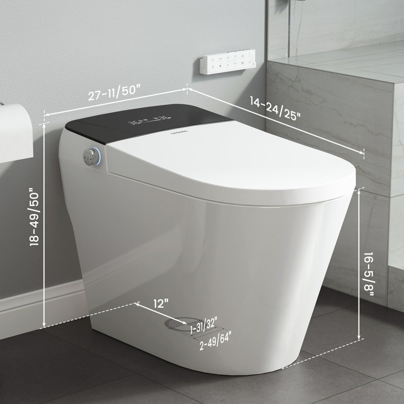 Toilette intelligente BirchLn avec modes de lavage multiples, ouverture et fermeture automatiques, siège chauffant en forme de U, chasse automatique / à coup de pied, veilleuse