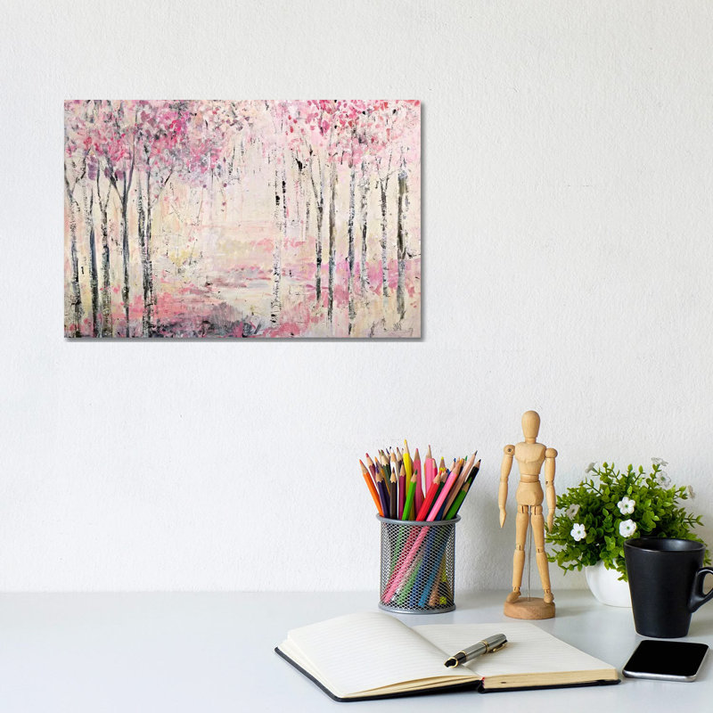 Pink Park by Jodi Maas - Painting, Wrapped Canvas, No Matte, 8" H x 12" W x 0.75" D