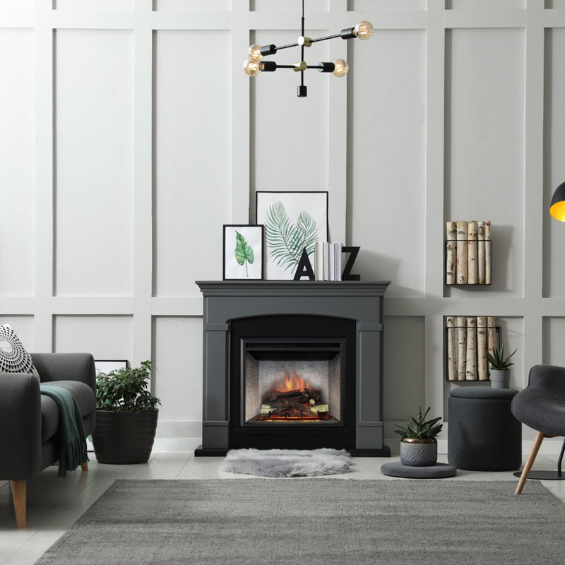 Black Electric Fireplace with 5000 BTU, 24.5" H x 32" W x 8.5" D